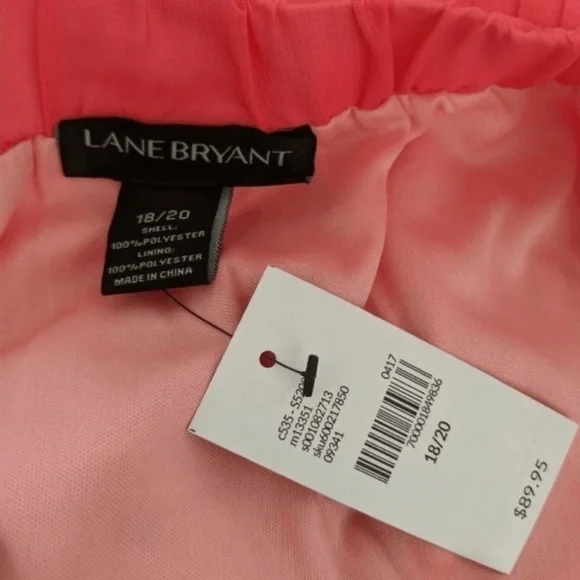 New With Tags Lane Bryant Size 18/20 Pleated Coral Long Lined Maxi Skirt - Picture 5 of 5